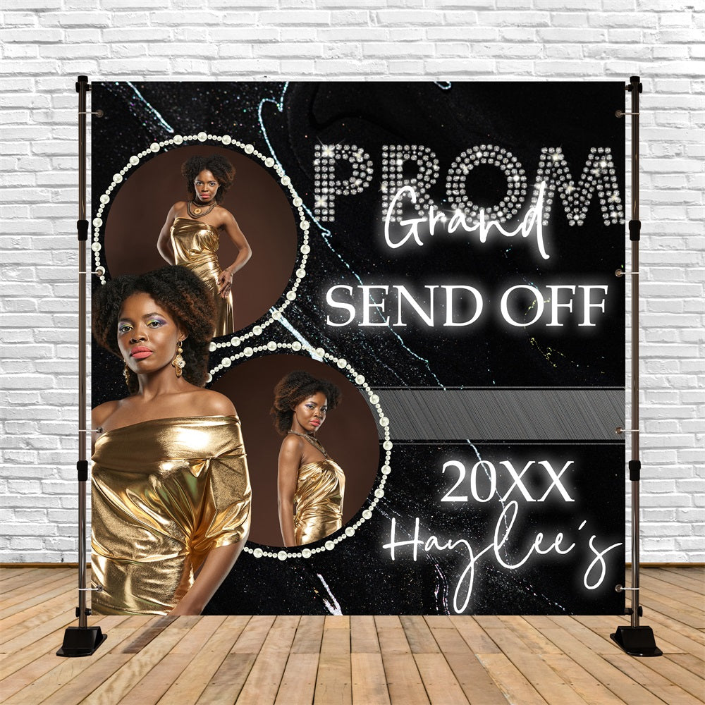 Prom Night Backdrop Sparkling Pearl Frame Personalisierte Party Graduation Backdrop BRP5-241