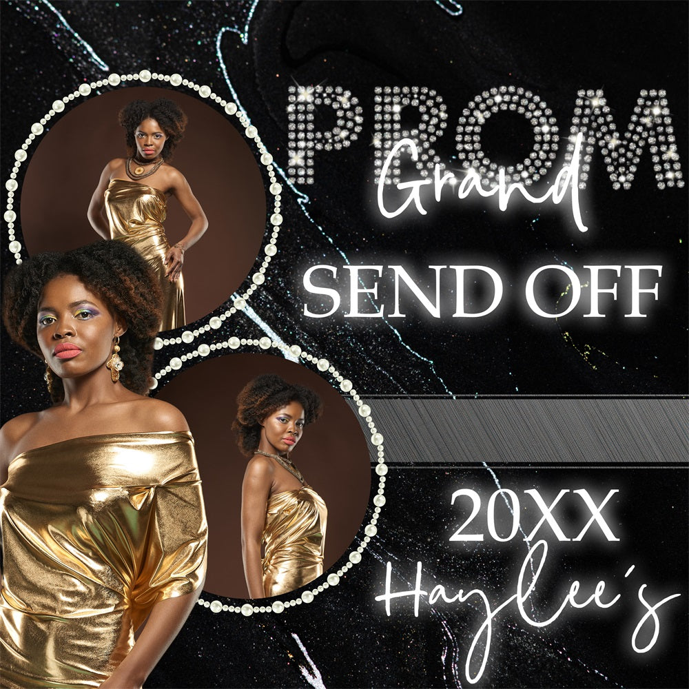 Prom Night Backdrop Sparkling Pearl Frame Personalisierte Party Graduation Backdrop BRP5-241