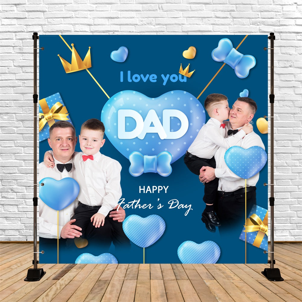 Happy Fathers Day Backdrop Blaue Herzballons Individueller Hintergrund BRP5-51