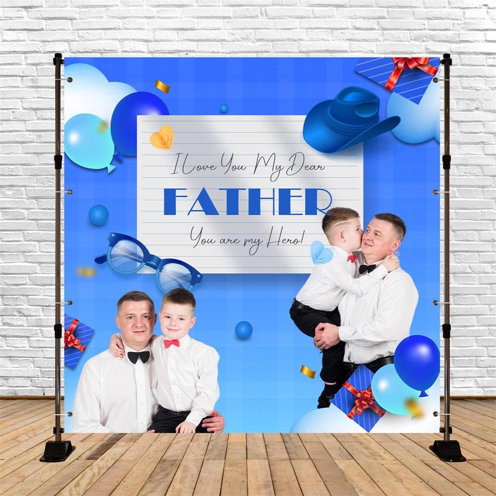 Vatertag Fotohintergrund Geschenk Ikonen Blau Individuelles Hintergrundbild BRP5-59