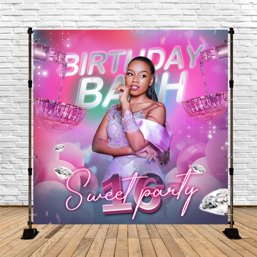 Customized Backdrop für Geburtstag Diamond Sparkle Sweet 16 Backdrop BRP5-99