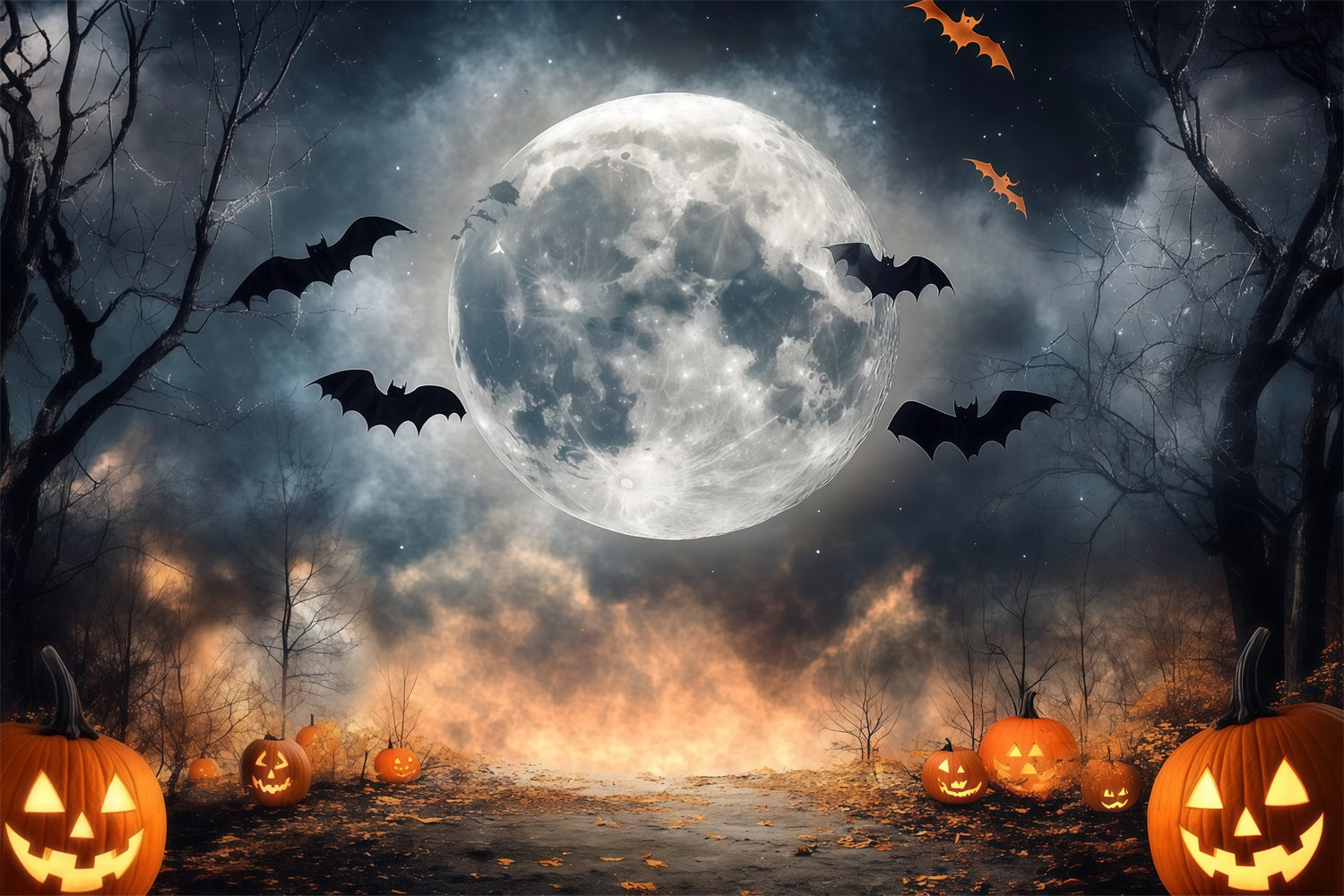 Halloween Mond Backdrop Gruselige Mondlicht Lichtung Backdrop BRP57-100