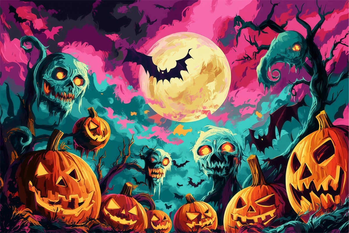 Gruseliger Halloween-Hintergrund Nightmare Pumpkin Patch Hintergrund BRP57-102