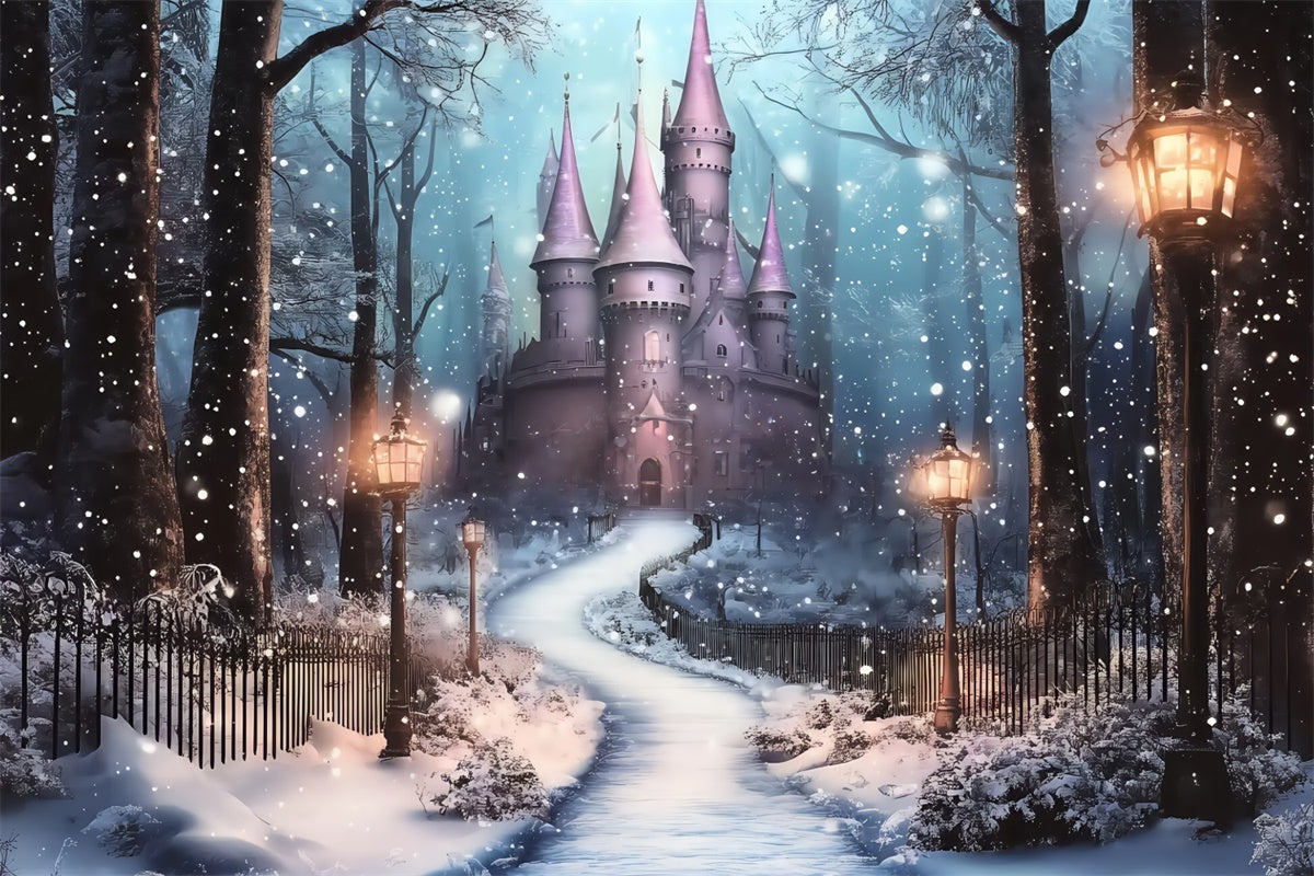 Weihnachten Fotohintergrund Frosted Lantern Castle Backdrop BRP57-115