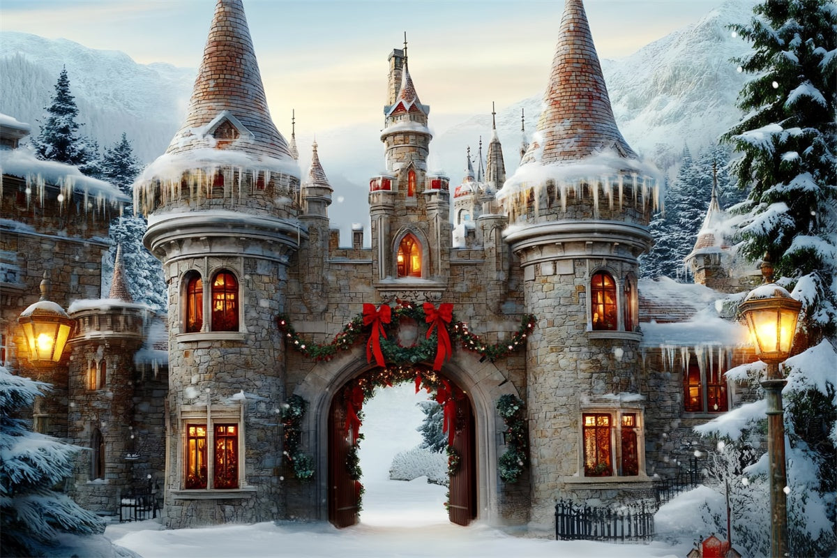Weihnachten Backdrops Verkauf Festliche Burg Torbogen Backdrop BRP57-118