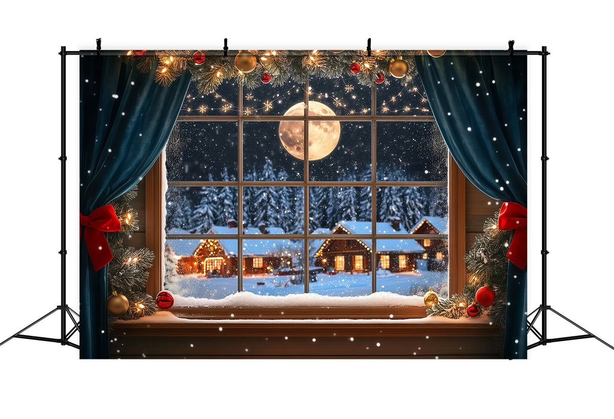 Weihnachten Backdrop Frostiges Fenster Mitternachtsglühen Backdrop BRP57-122