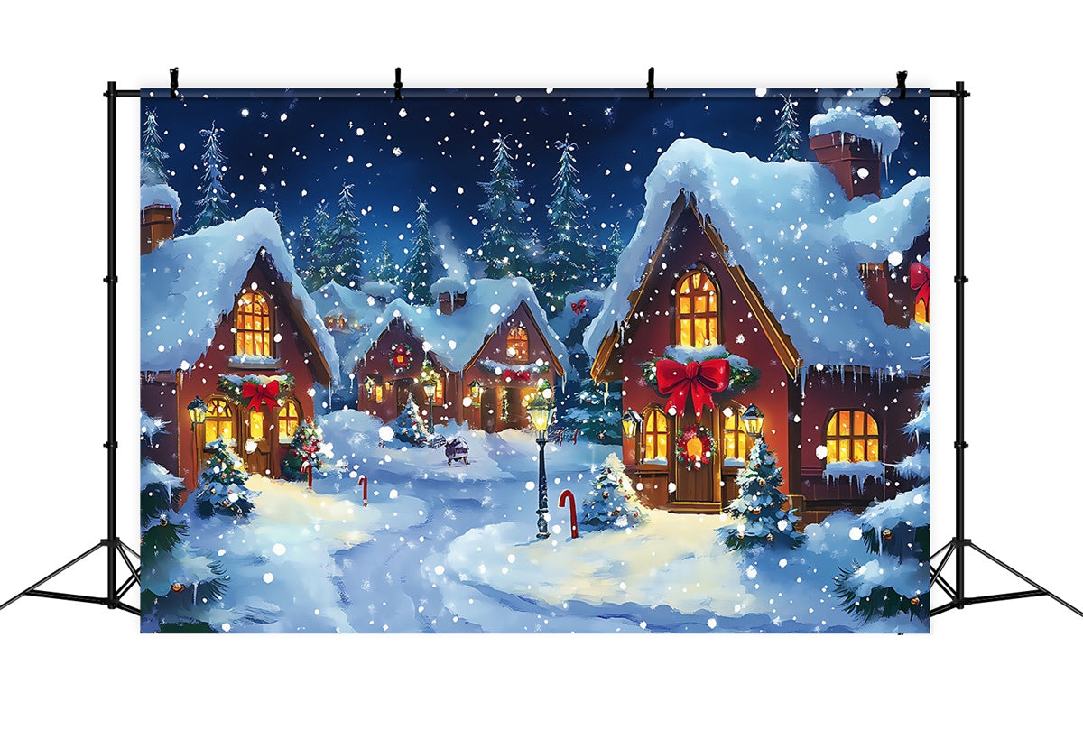 Weihnachtsdorf Backdrop Twinkling Snow Street Backdrop BRP57-128