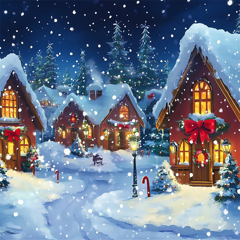 Weihnachtsdorf Backdrop Twinkling Snow Street Backdrop BRP57-128