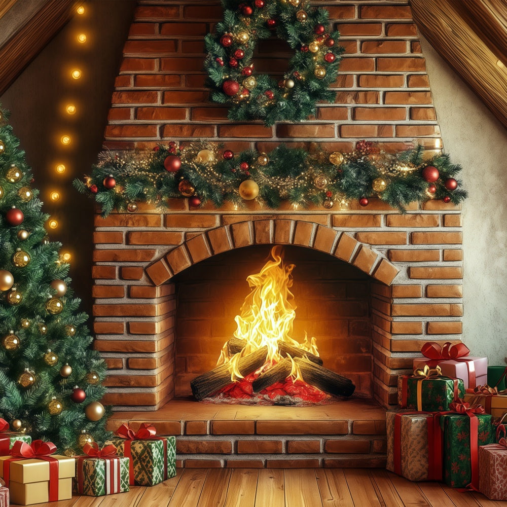 Weihnachtsfotografie-Hintergrundkulissen Golden Glow Geschenk-Hintergrundkulisse BRP57-135