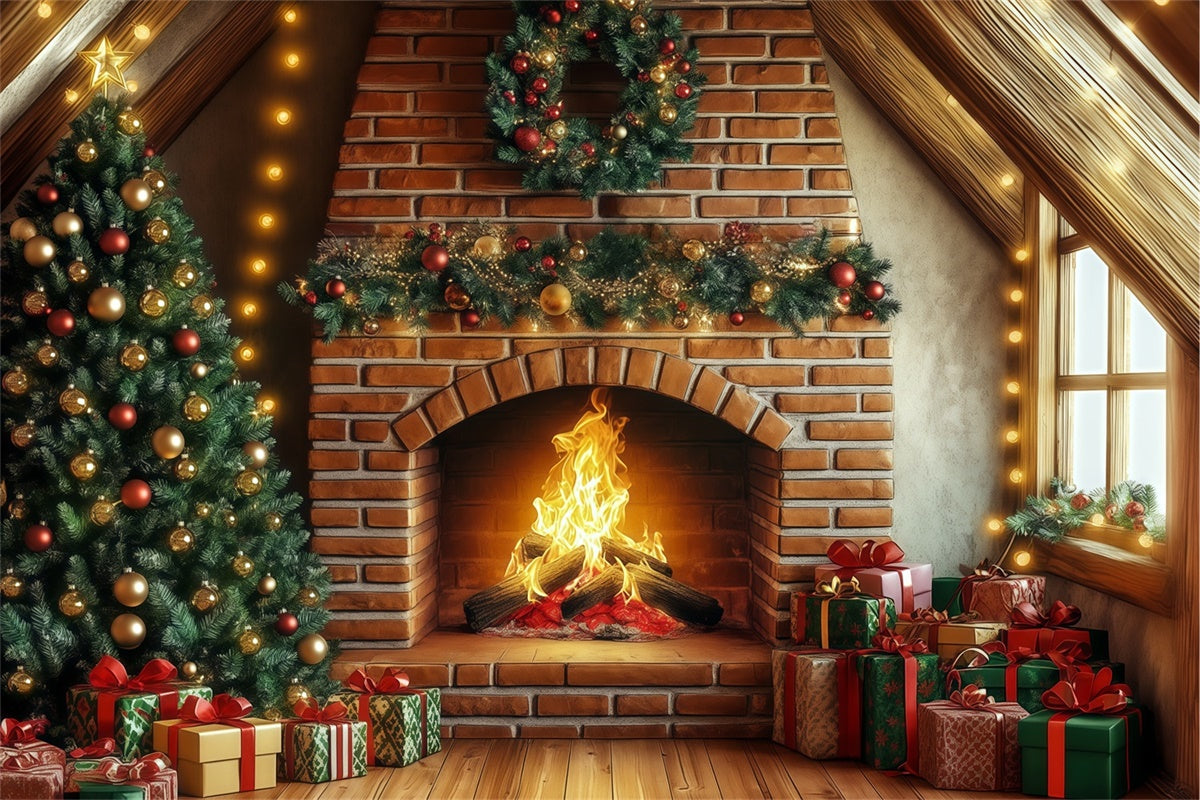 Weihnachtsfotografie-Hintergrundkulissen Golden Glow Geschenk-Hintergrundkulisse BRP57-135