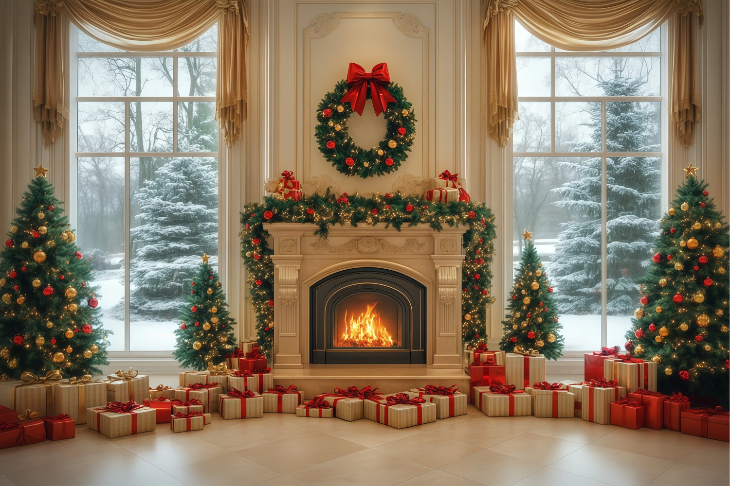 Weihnachten Hintergrund Elegant Winter Ballsaal Hintergrund BRP57-139