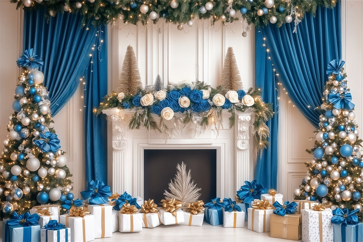 Professionelle Weihnachts-Hintergrundbilder Blau-Gold Eleganz Hintergrund BRP57-140