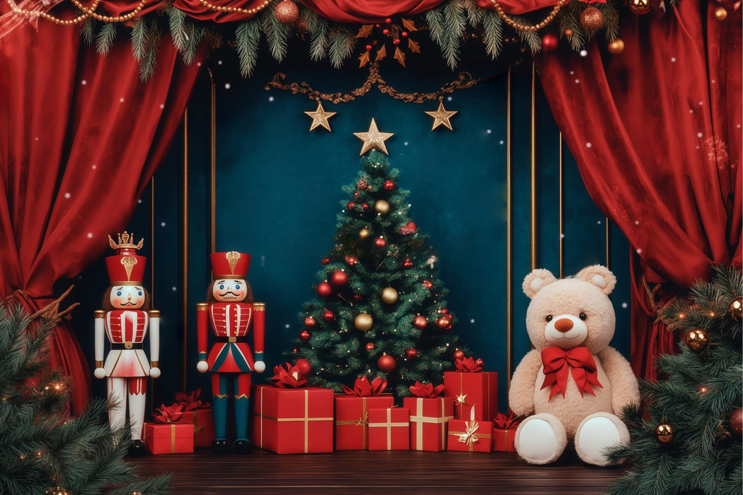 Weihnachtshintergrund Ideen Nussknacker Königlicher Bühnenhintergrund BRP57-144