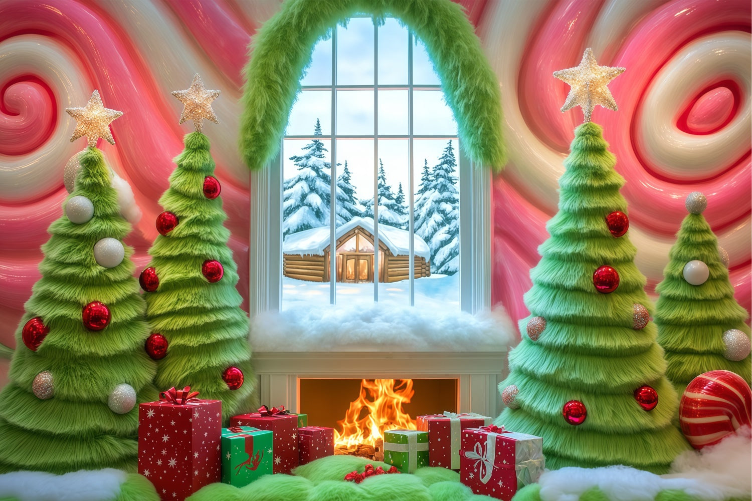 Weihnachten Fotografie Backdrops Cozy Candy Cabin Hintergrund BRP57-150