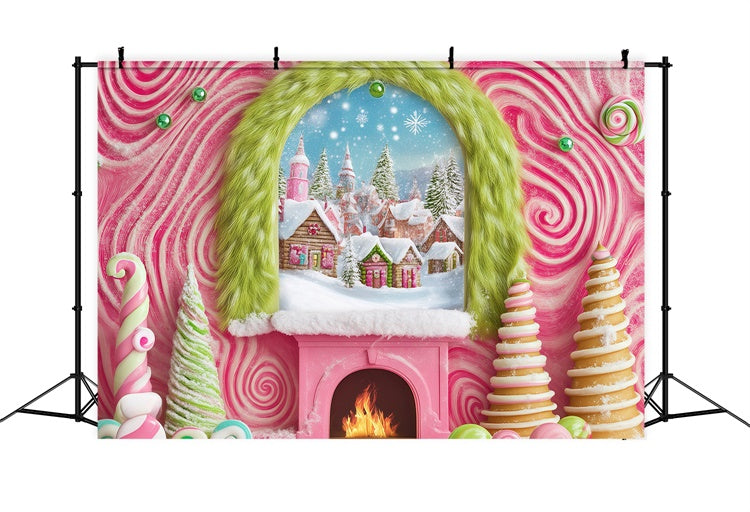 Weihnachten Backdrops für Fotos Zuckerstangen Dorf Backdrop BRP57-152