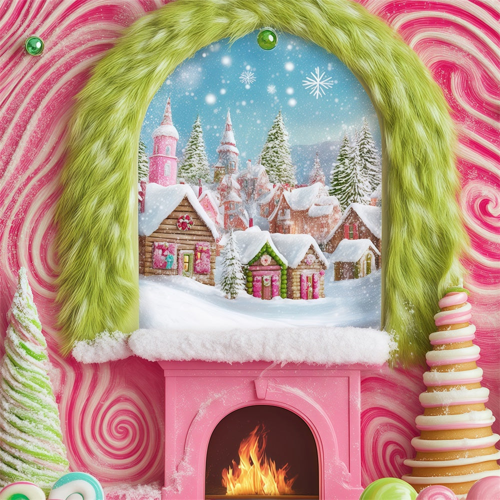 Weihnachten Backdrops für Fotos Zuckerstangen Dorf Backdrop BRP57-152