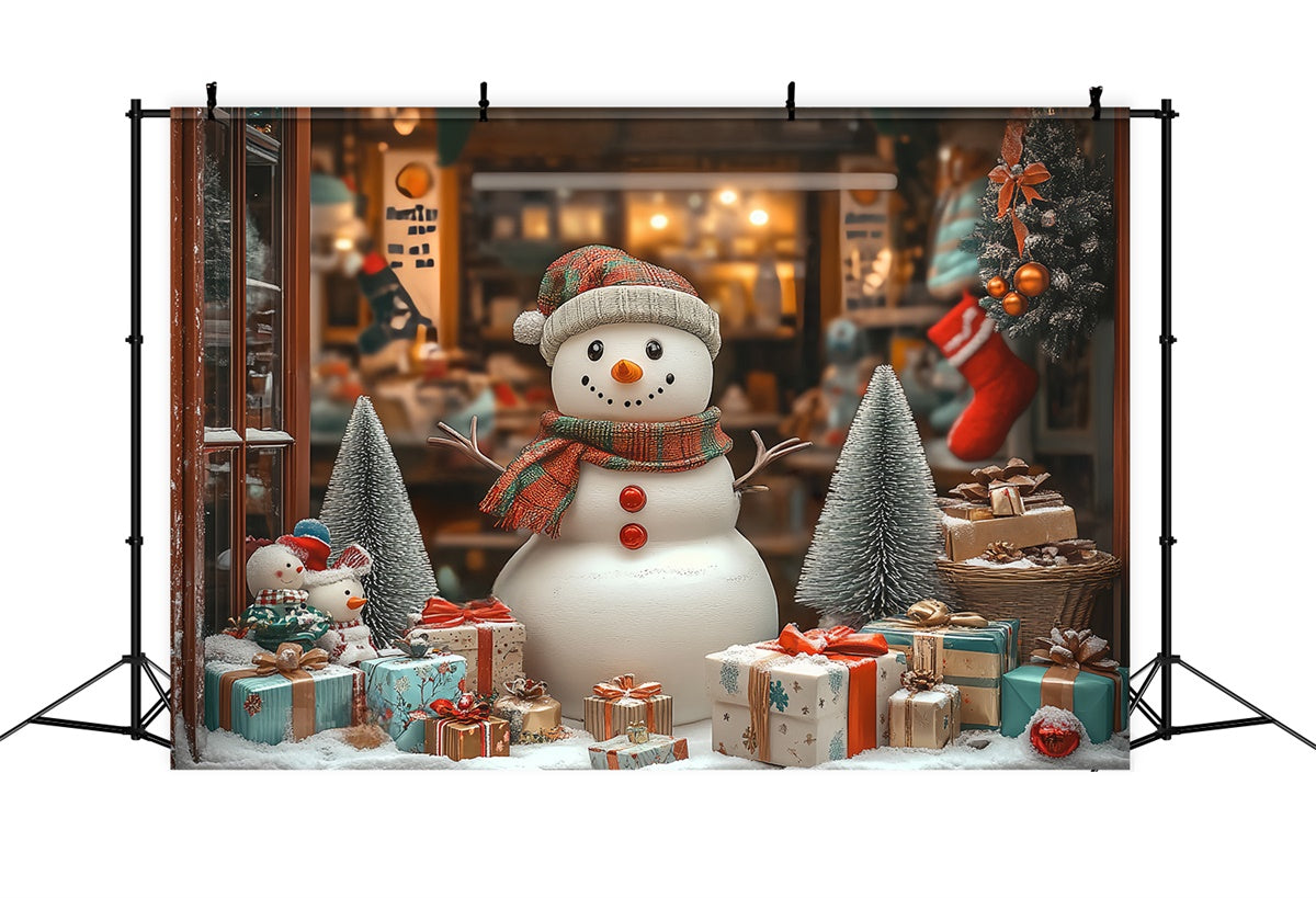 Weihnachten Fotokulisse Gemütlicher Schneemann Willkommen Kulisse BRP57-156