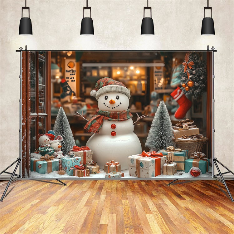 Weihnachten Fotokulisse Gemütlicher Schneemann Willkommen Kulisse BRP57-156
