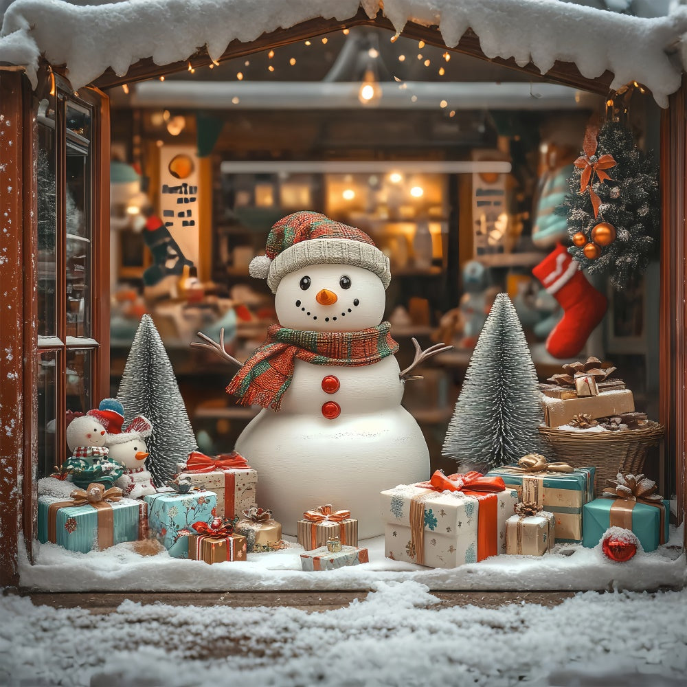 Weihnachten Fotokulisse Gemütlicher Schneemann Willkommen Kulisse BRP57-156