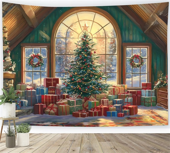 Weihnachten Fotokulissen Warm Lodge Morgen Hintergrund BRP57-159