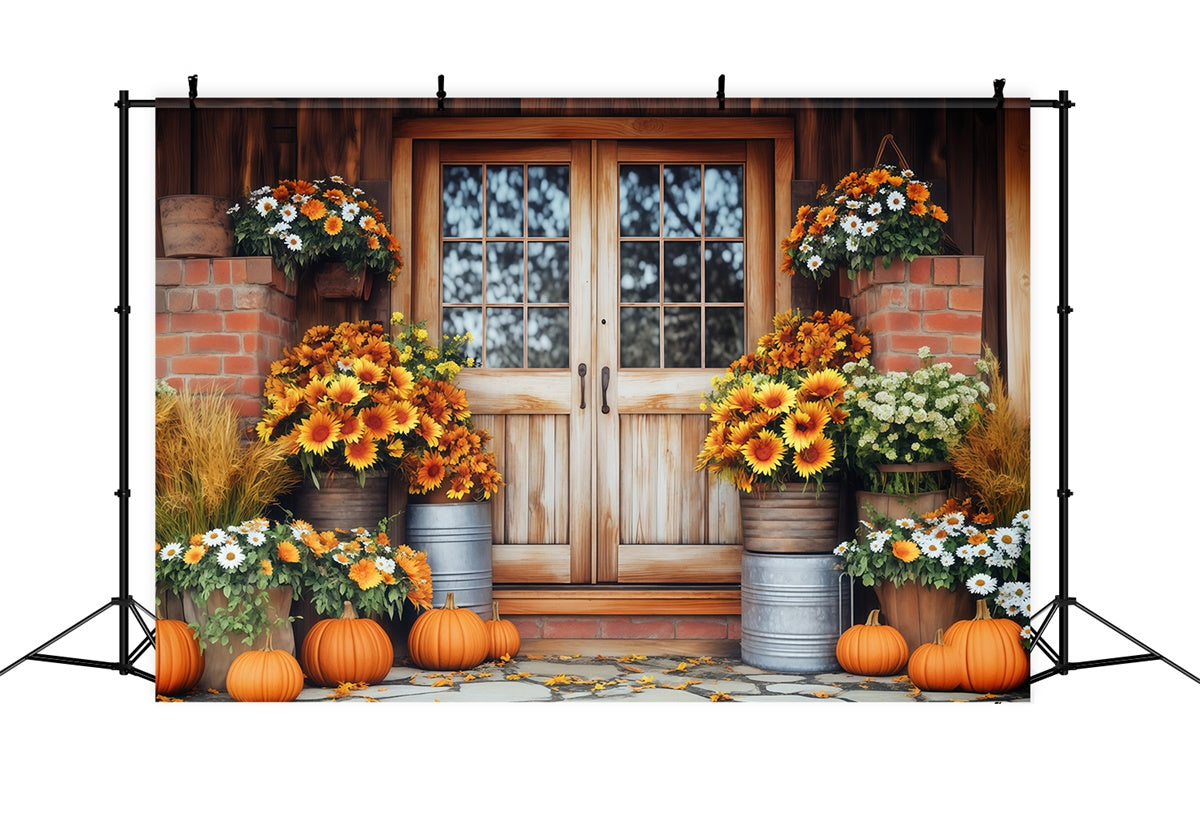 Herbst Fotografie Hintergrundkulissen Rustikale Veranda Blüte Backdrop BRP57-183