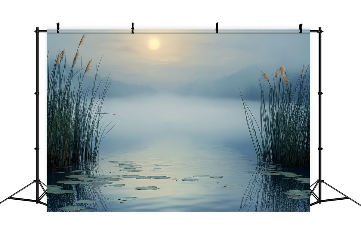 Himmel Fotohintergrund Nebliges Schilf Seeblick Backdrops BRP57-206