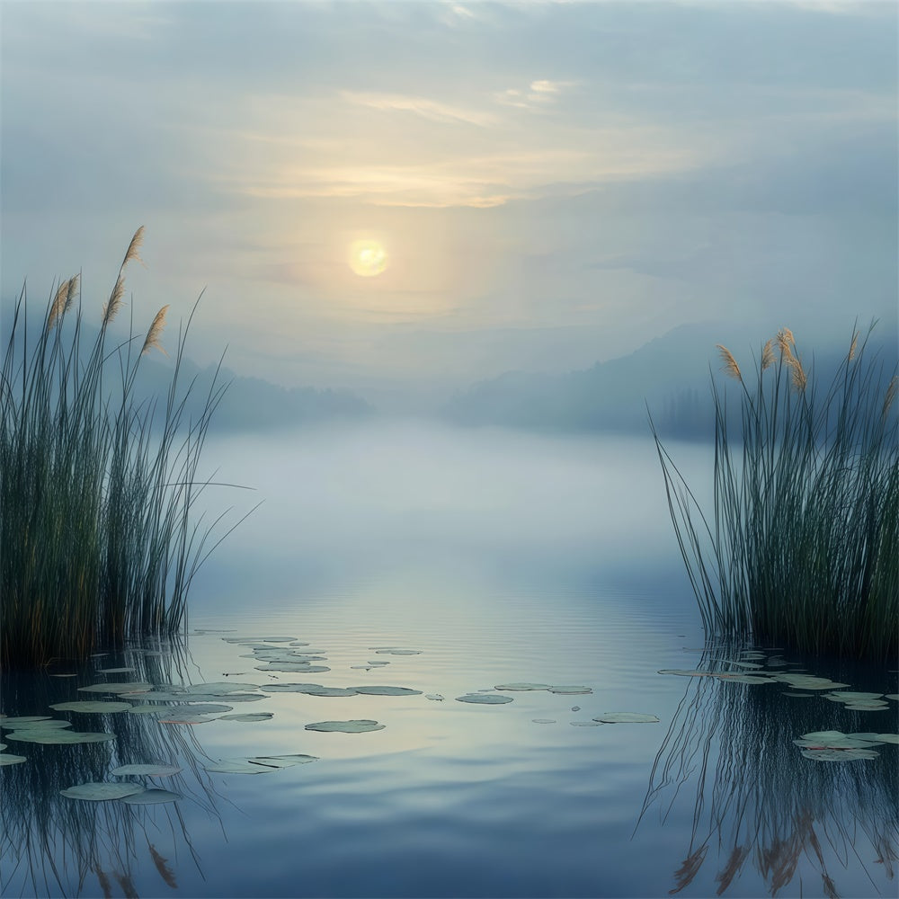 Himmel Fotohintergrund Nebliges Schilf Seeblick Backdrops BRP57-206