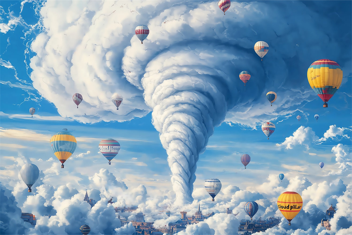 Wolkenhimmel Backdrop Ballon Wirbelwind Fantasy Fotohintergrund BRP57-209