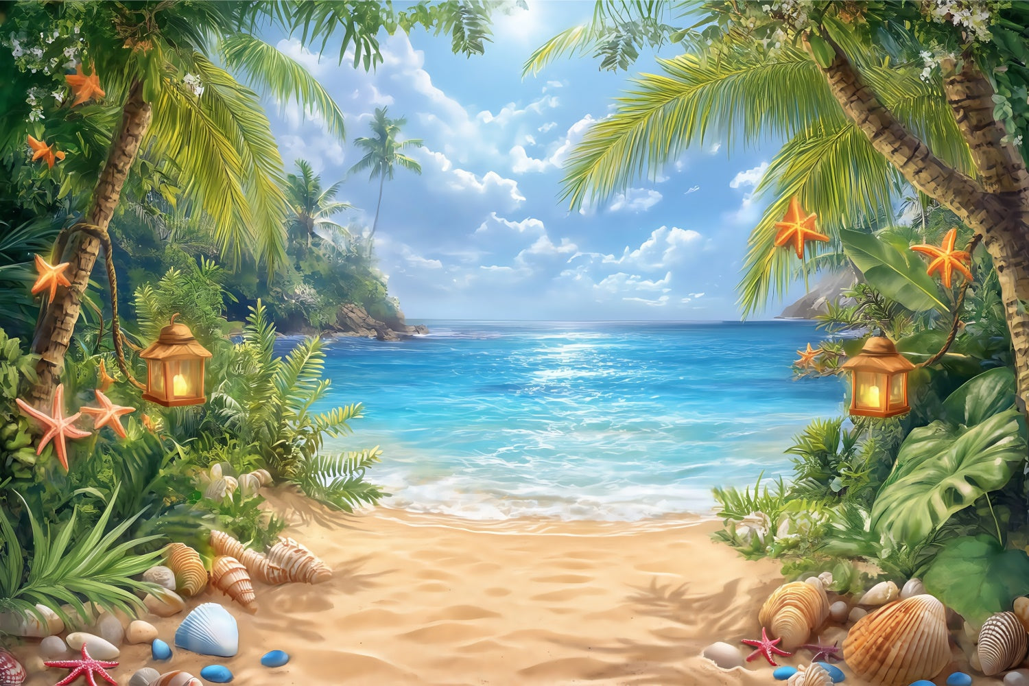 Himmel Backdrop für Fotografie Palm Breeze Beach Fotohintergrund BRP57-227