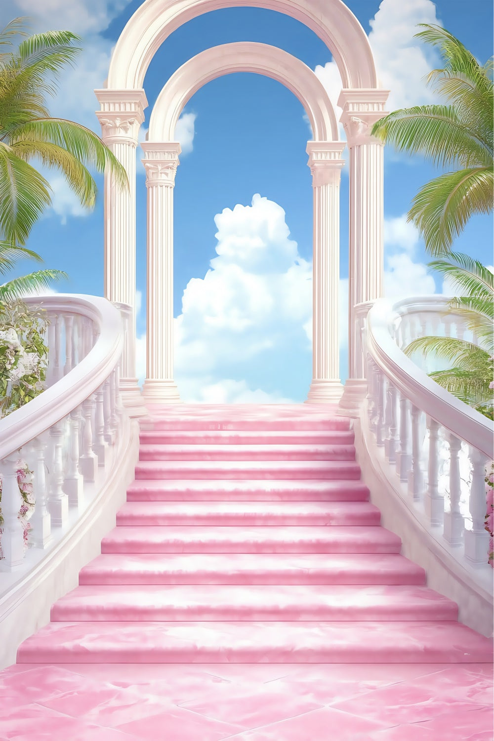 Himmel Fotokulisse Rosa Palast Treppe Foto Hintergrund BRP57-231
