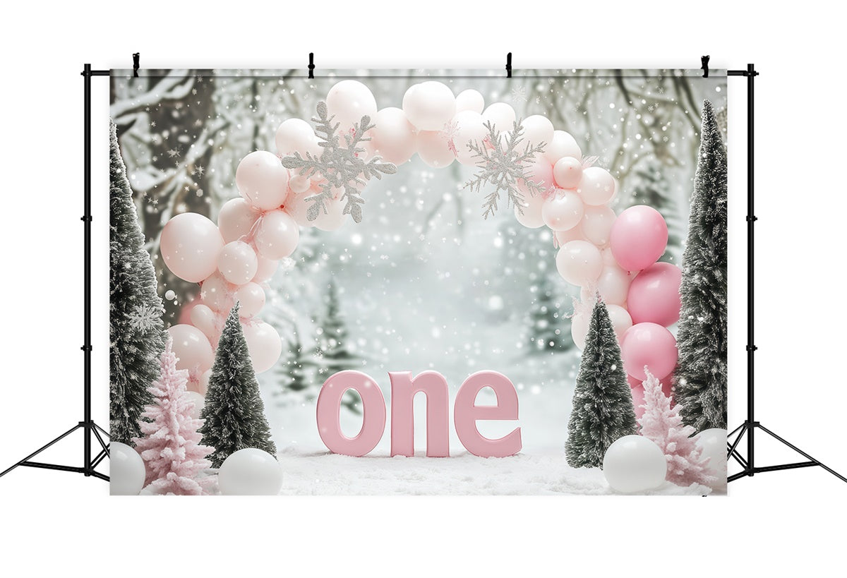 Winter Wonderland Backdrop Ballons 1st Birthday Foto Hintergrund BRP57-357