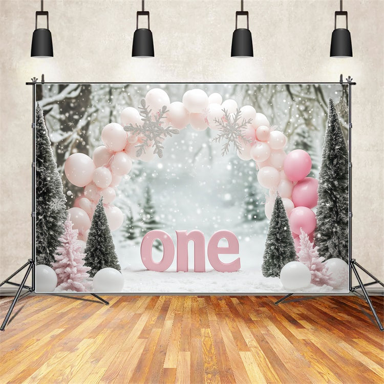 Winter Wonderland Backdrop Ballons 1st Birthday Foto Hintergrund BRP57-357