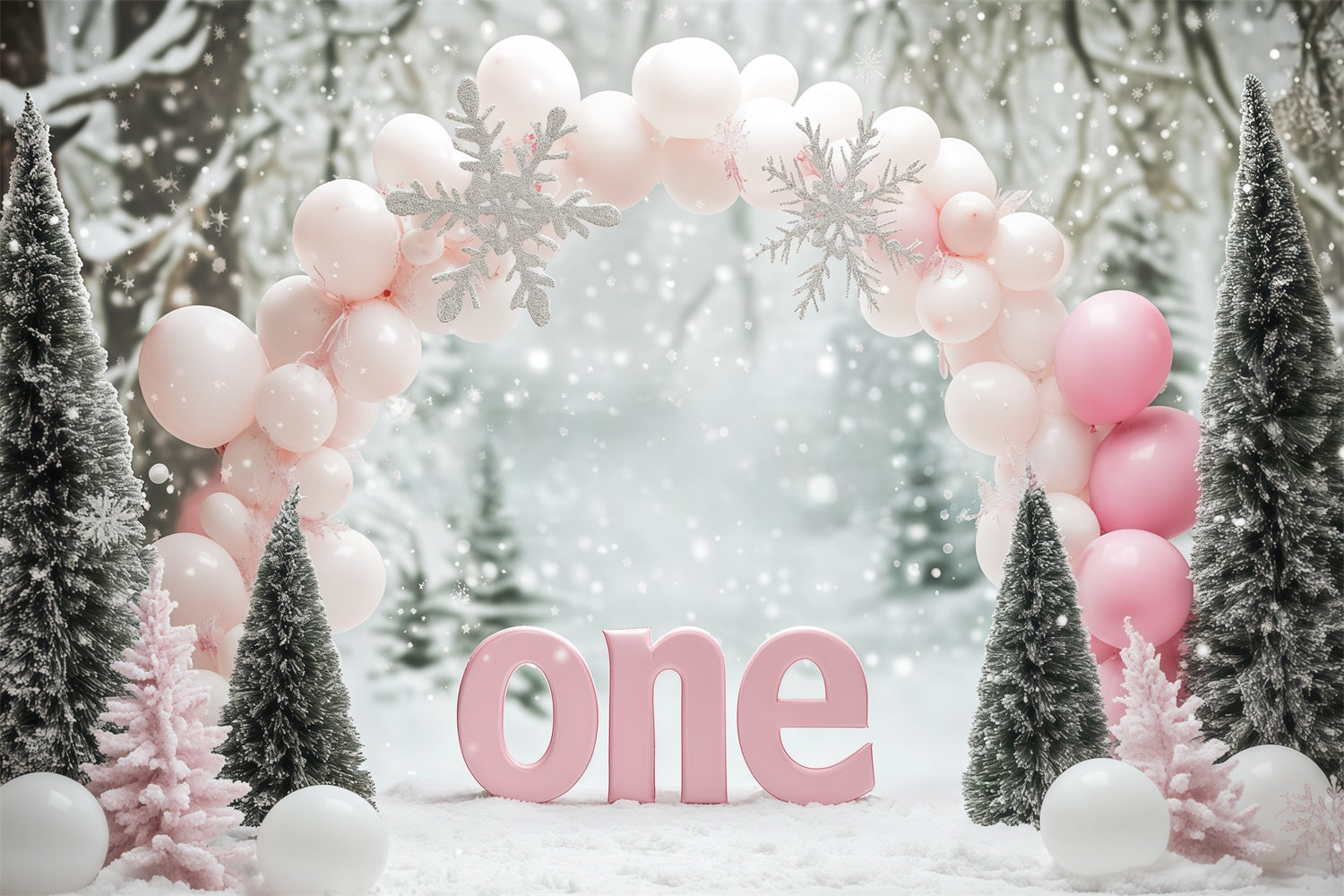 Winter Wonderland Backdrop Ballons 1st Birthday Foto Hintergrund BRP57-357