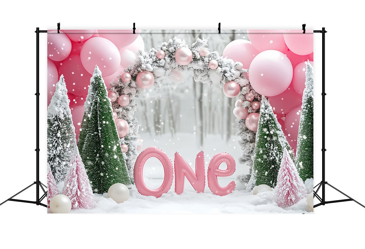 Winter Backdrop Funkelnder Schnee Erster Geburtstag Foto Hintergrund BRP57-358