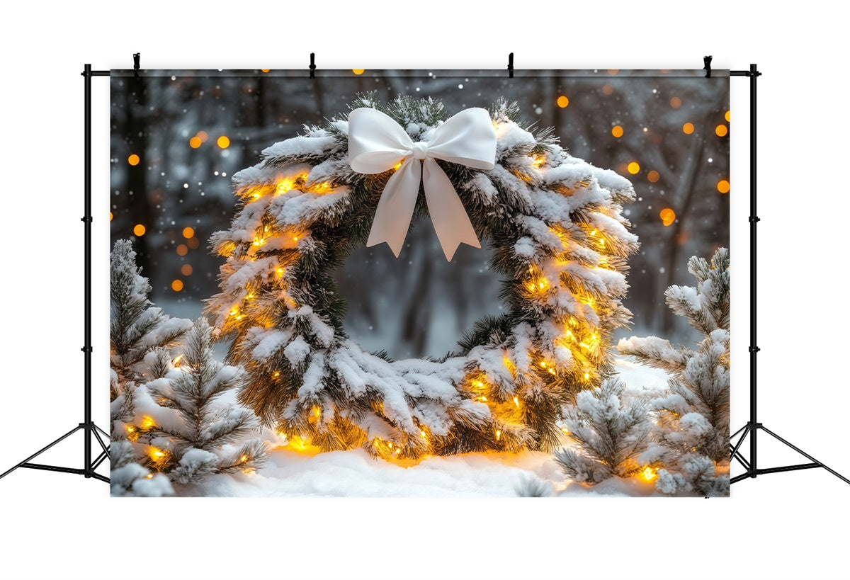 Winter Backdrops Verschneite Kiefern Girlande Nacht Foto Hintergrund BRP57-362