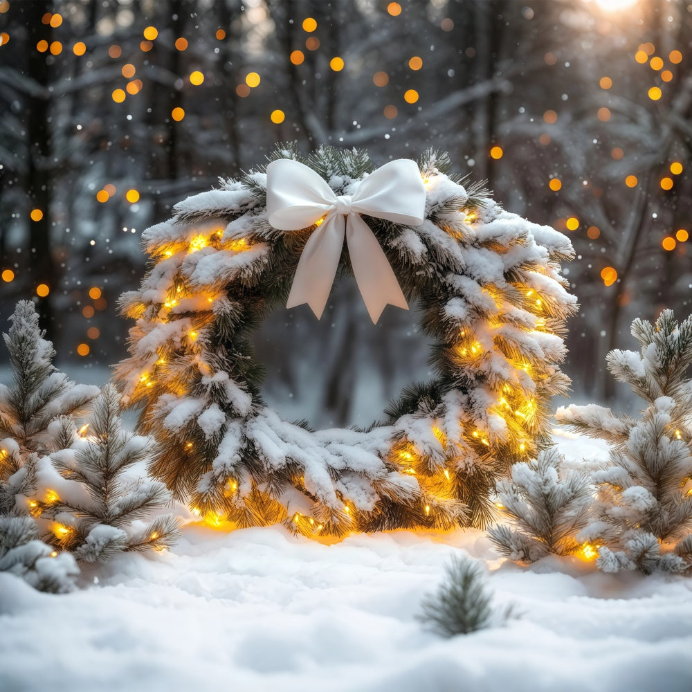 Winter Backdrops Verschneite Kiefern Girlande Nacht Foto Hintergrund BRP57-362