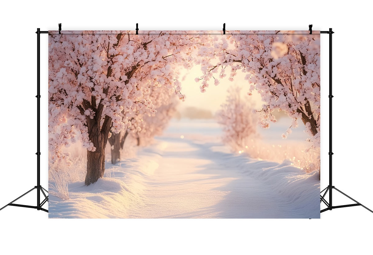 Winter Backdrops Blushing Winter Bloom Path Foto Hintergrund BRP57-390