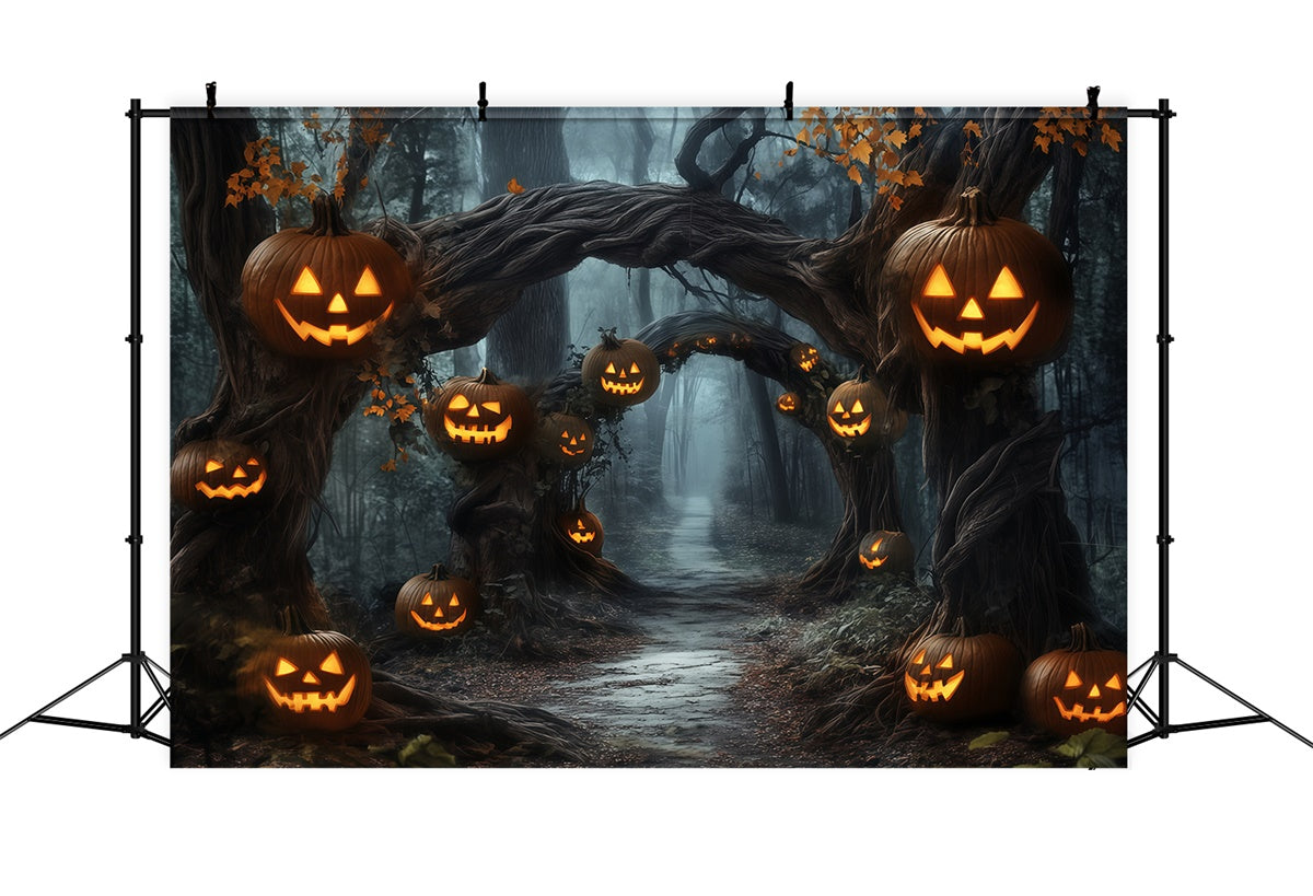 Waldhintergrund Kürbislaterne Pfad Halloween-Hintergrund BRP57-60