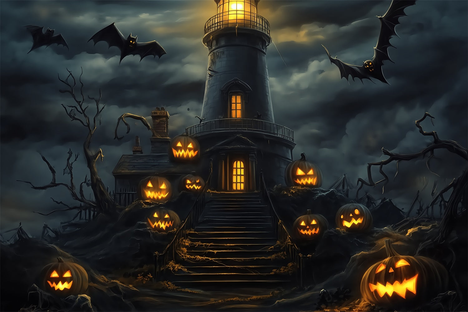 Halloween Foto Booth Hintergrund Spooky Laterne Schritte Hintergrund BRP57-64