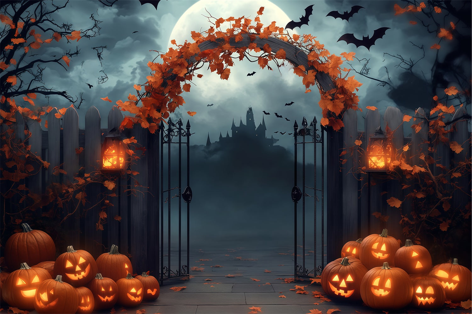 Halloweenkulissen für Fotos Gothic Iron Portal Backdrop BRP57-65