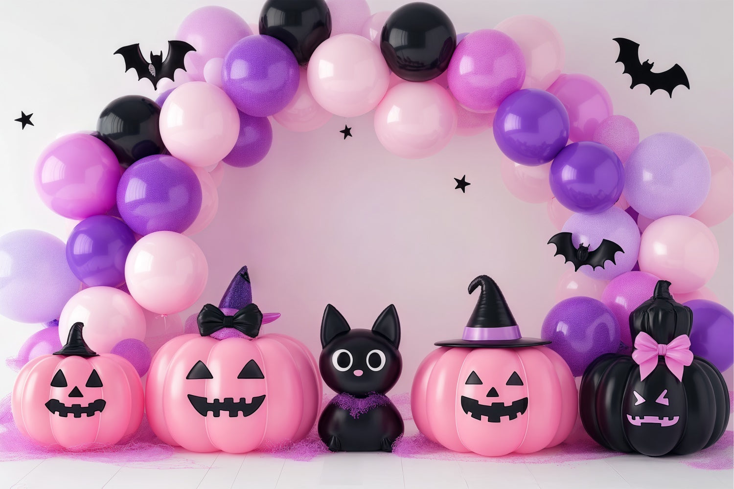 Niedlicher Halloween-Hintergrund Katze-Kürbis-Ballon-Hintergrund BRP57-83