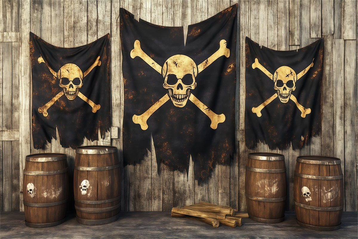 Gruselige Halloween-Hintergrundkulissen Totenkopf-Piratenschänke-Hintergrundkulisse BRP57-85