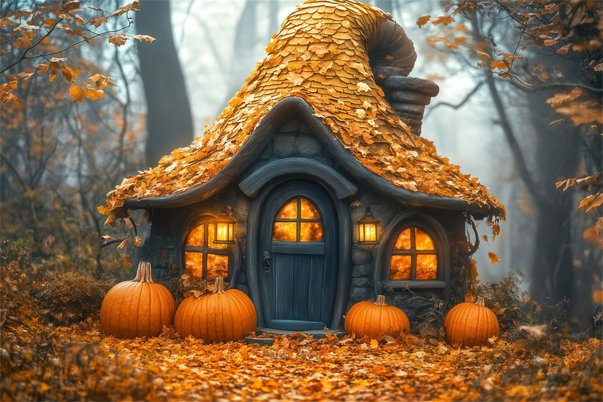 Halloween Backdrop Ideen Herbst Kürbis Landhaus Backdrop BRP57-86