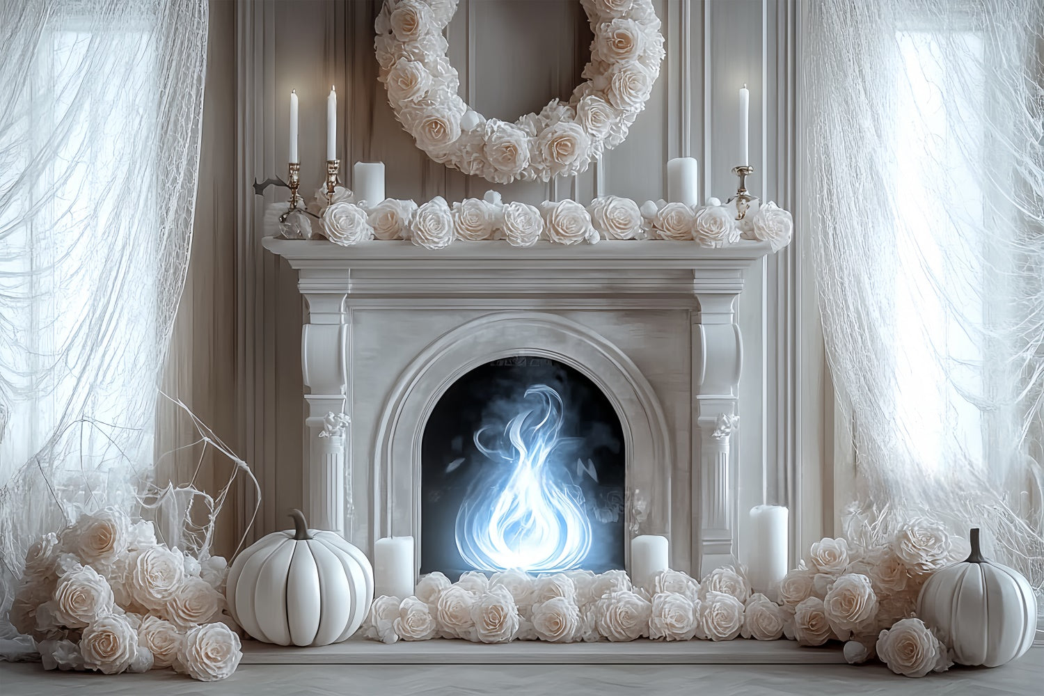 Halloween Backdrops Geisterhafte Eleganz Kamin Backdrop BRP57-94