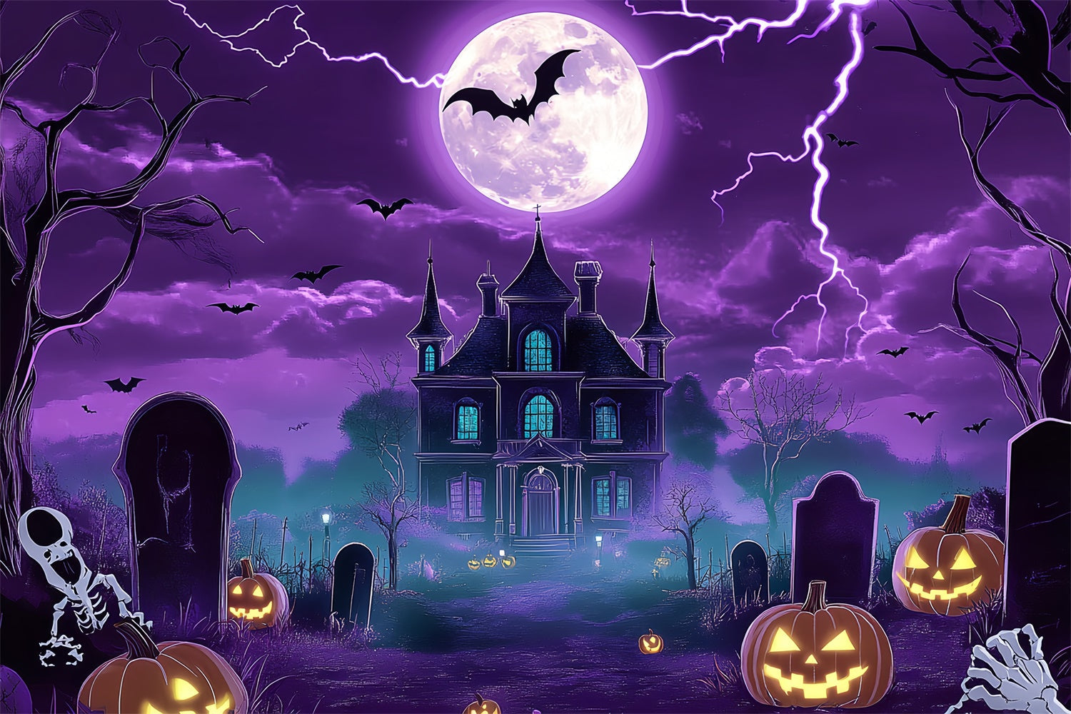 Halloween Mond Backdrop Fright Night Schloss Backdrop BRP57-95