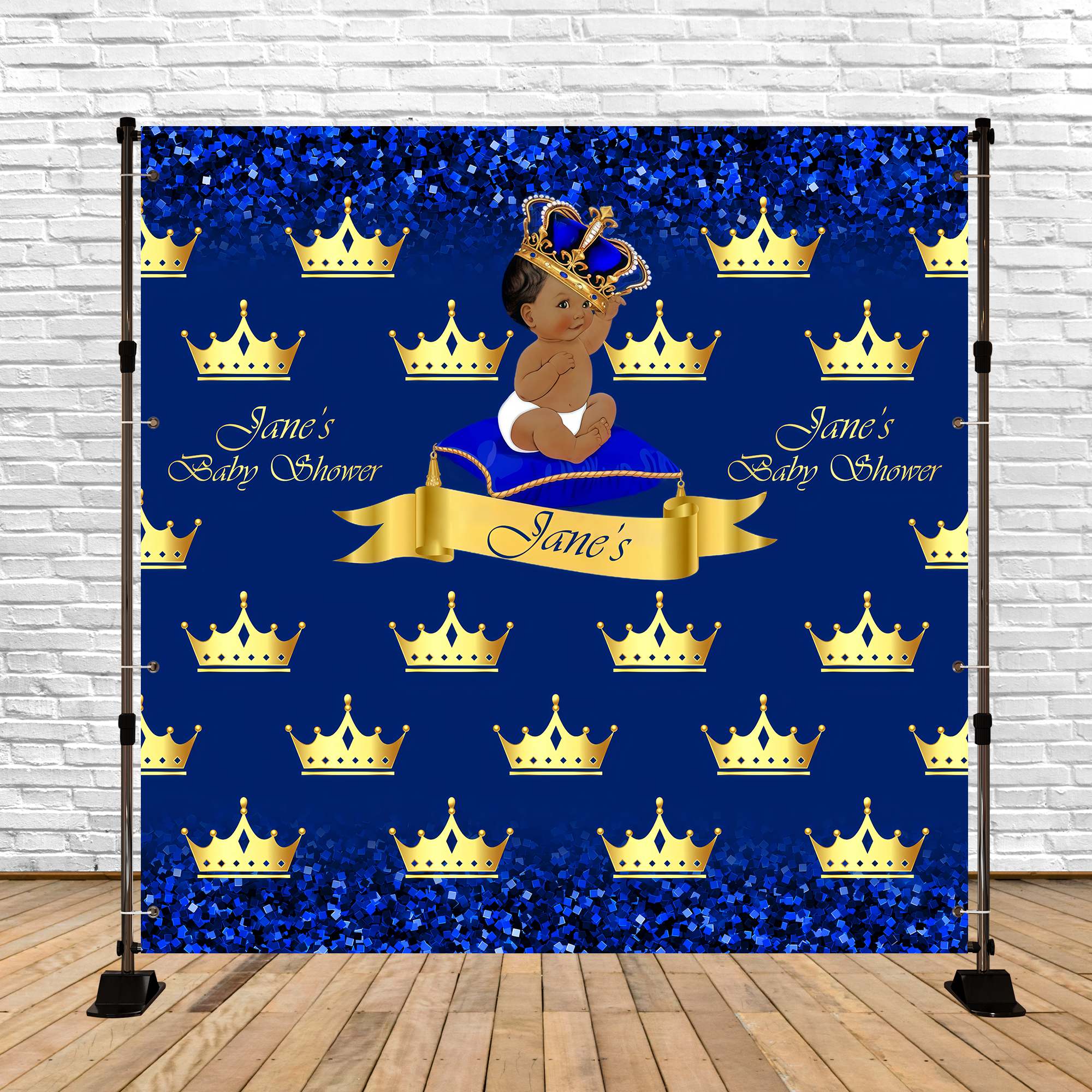 Baby Shower Backdrop Ideen Goldene Krone Blau Custom Backdrop BRP6-13