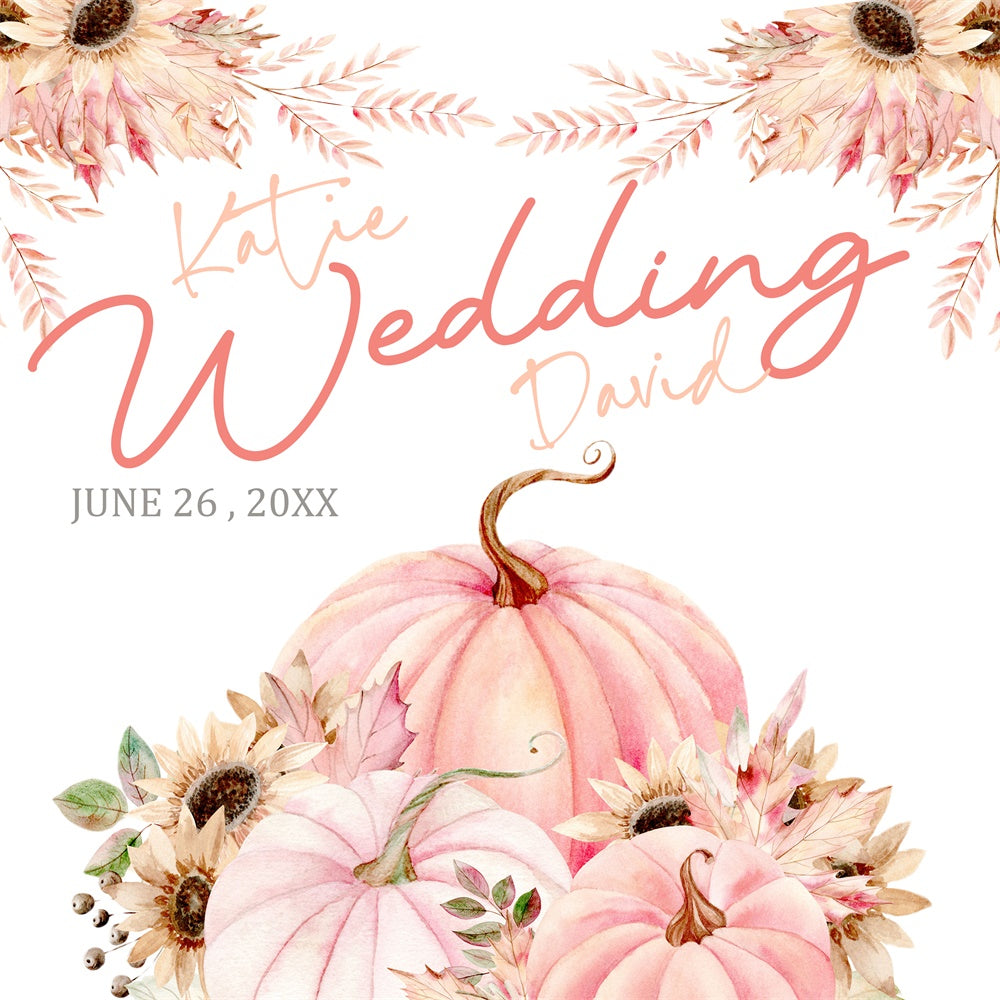 Backdrop für Hochzeit Rustikaler Kürbis Floral Personalisierter Backdrop BRP6-138