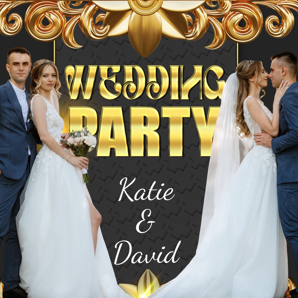 Hochzeitskulisse Goldene Eleganz Nacht Personalisierte Kulisse BRP6-141