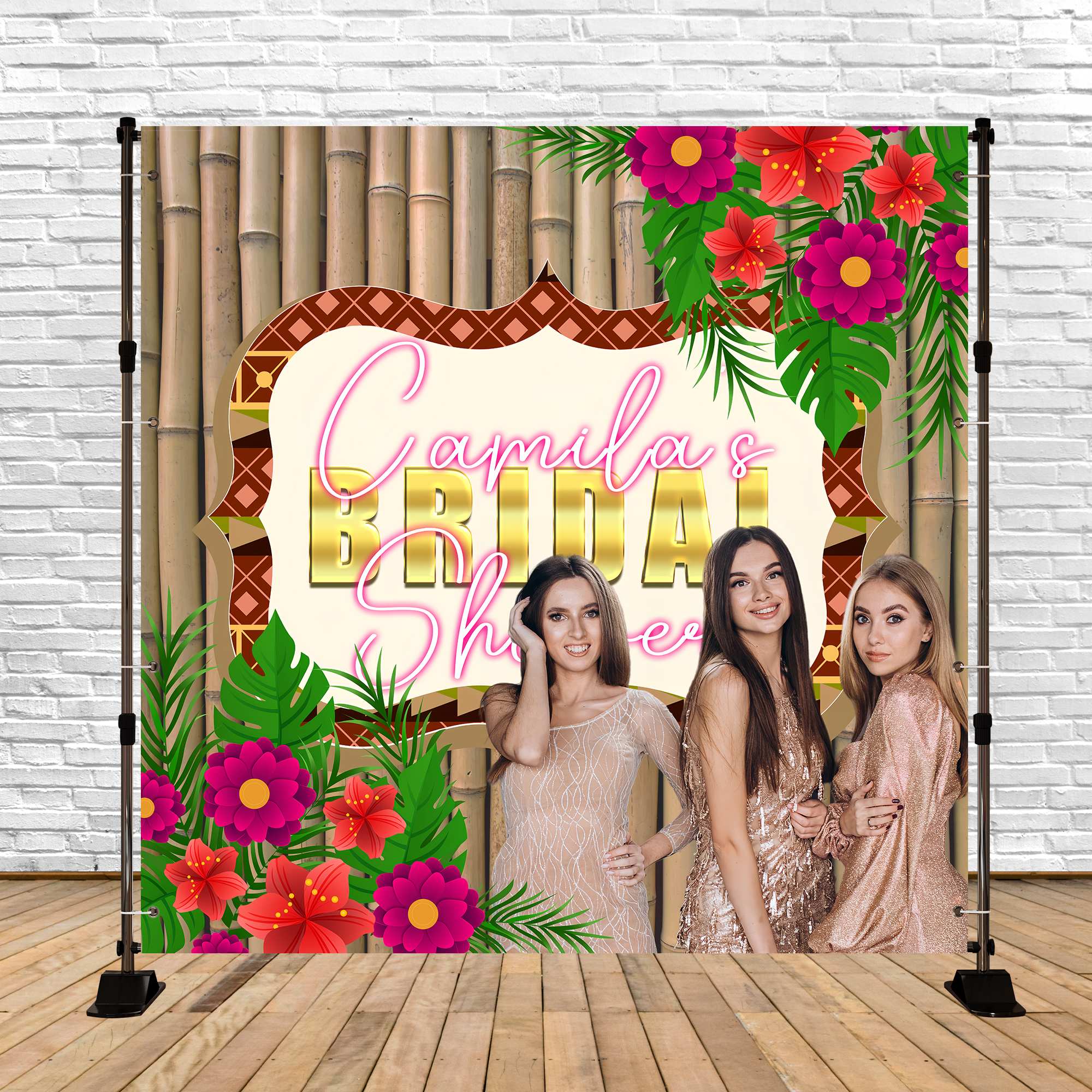 Brautdusche Backdrop Ideen Floral Bamboo Custom Tropic Backdrop BRP6-146