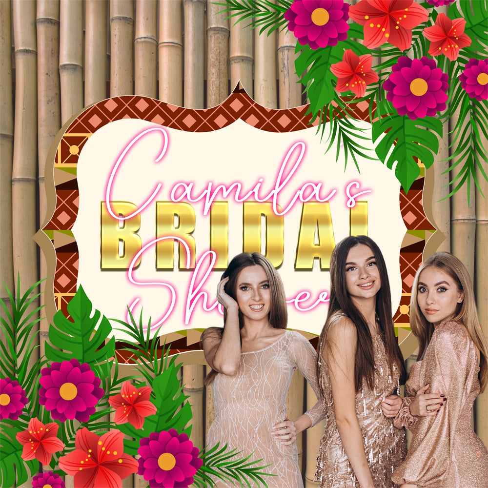 Brautdusche Backdrop Ideen Floral Bamboo Custom Tropic Backdrop BRP6-146